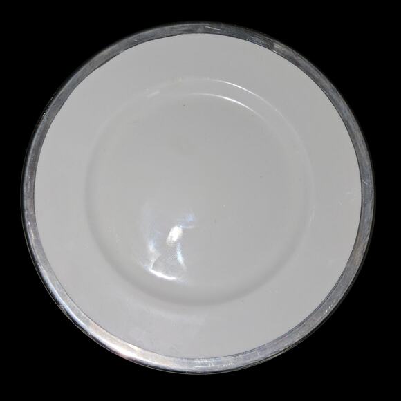 Set of 3 Grindley Satin White Staffordshire Ironstone 6" Plates Silver Rim - Picture 1 of 6